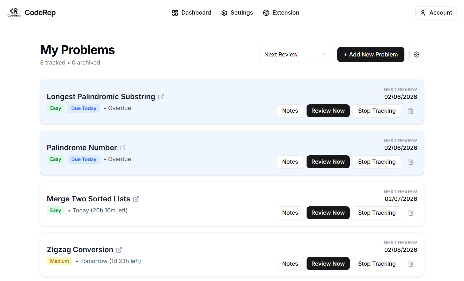 Dashboard Screenshot